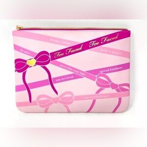 Too Faced Cosmetic Makeup Travel Bag Pink Bows Ribbon You Are Loved New